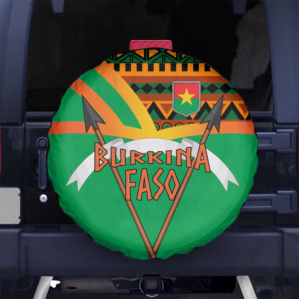 Burkina Faso Spare Tire Cover with Green Tribal Pattern Design and National Flag Motif TS04