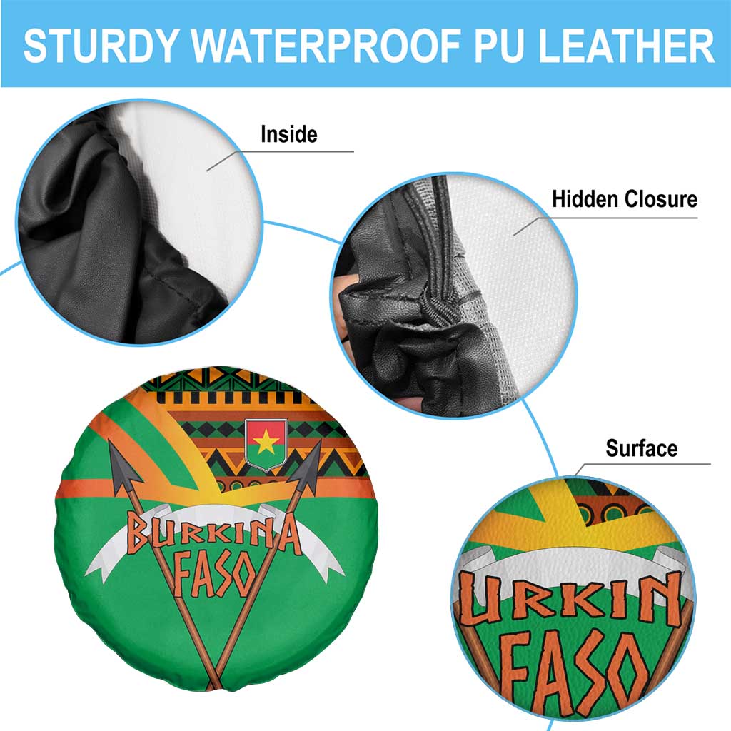 Burkina Faso Spare Tire Cover with Green Tribal Pattern Design and National Flag Motif TS04