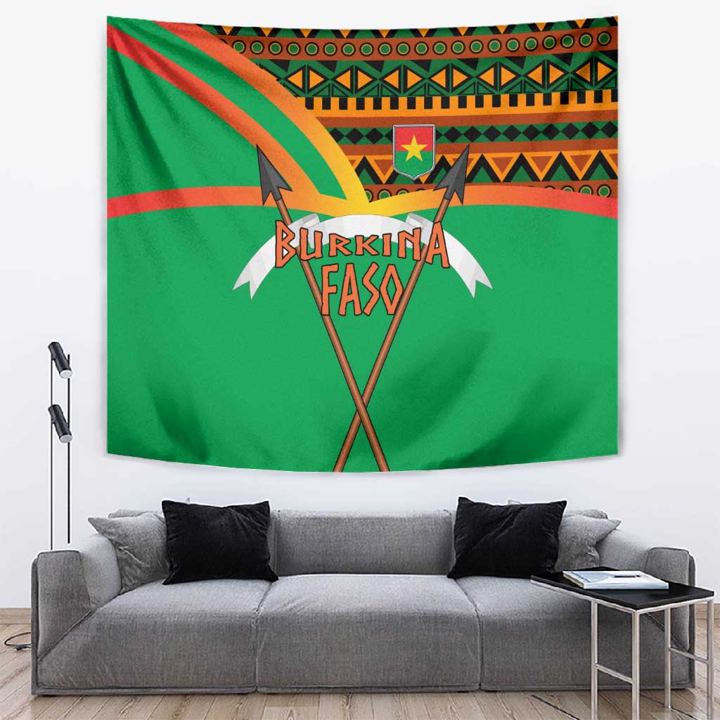 Burkina Faso Heritage Tapestry Tribal Spears and National Emblem TS04