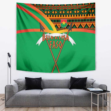 Burkina Faso Heritage Tapestry Tribal Spears and National Emblem TS04