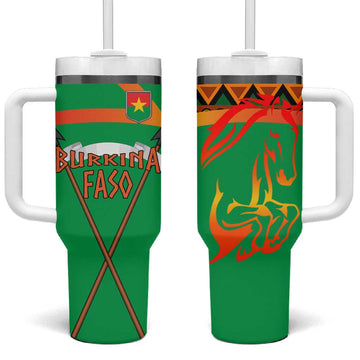Burkina Faso Heritage Tumbler With Handle Tribal Spears and National Emblem TS04