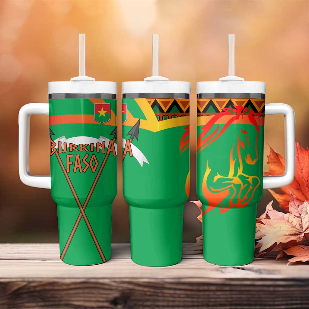 Burkina Faso Heritage Tumbler With Handle Tribal Spears and National Emblem TS04