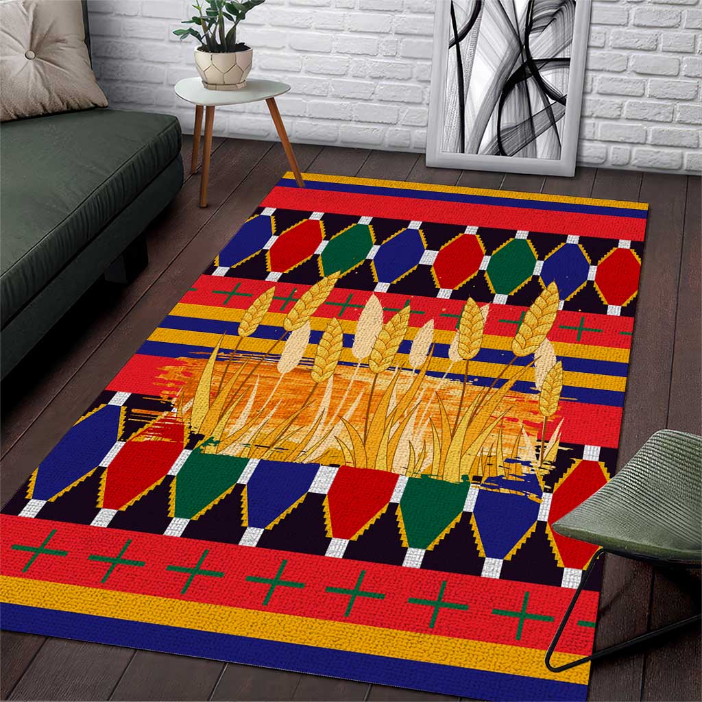 Burkina Faso Area Rug Kente Flag Red Green Blue Geometric TS04