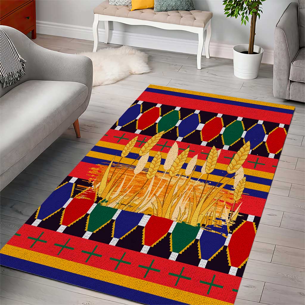Burkina Faso Area Rug Kente Flag Red Green Blue Geometric TS04