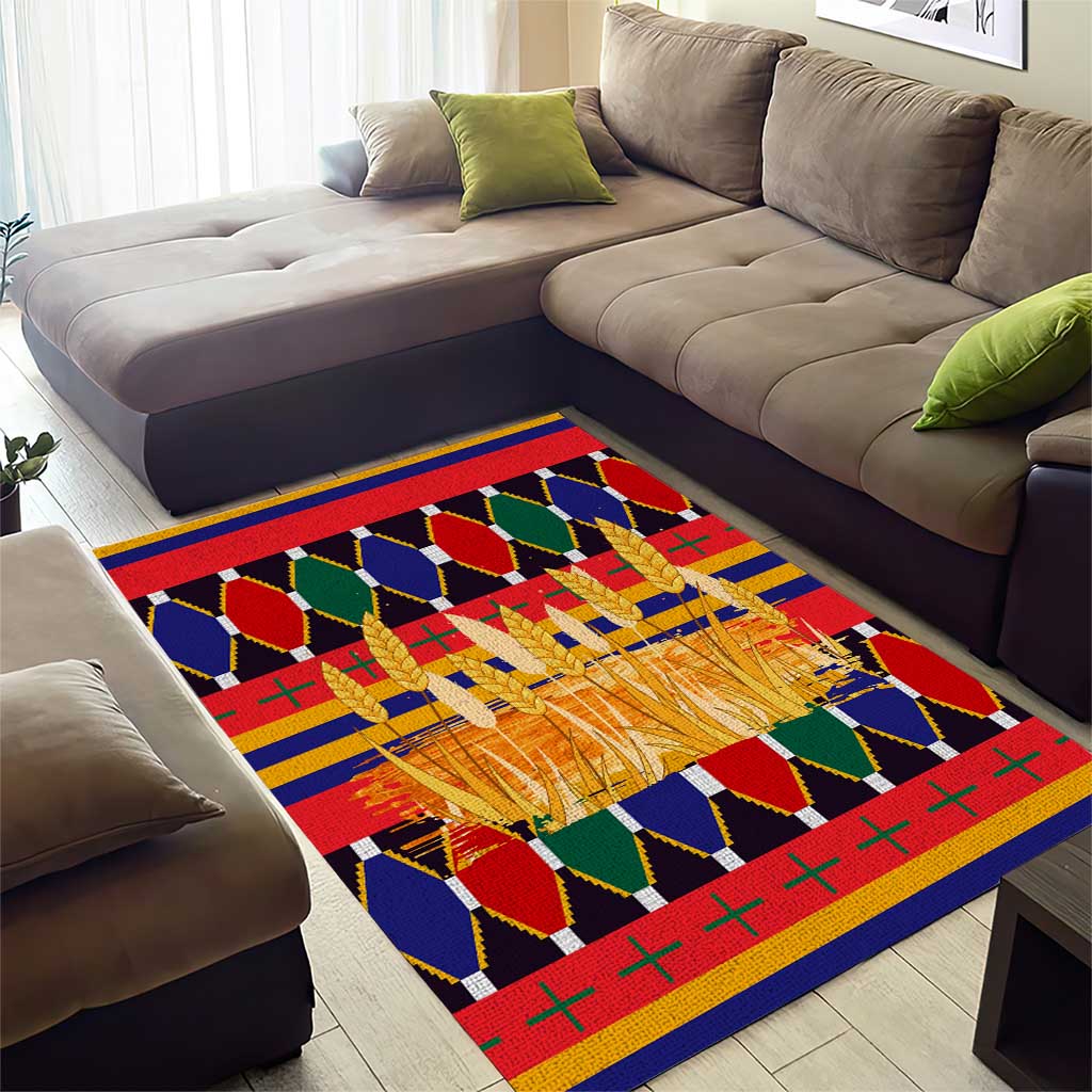 Burkina Faso Area Rug Kente Flag Red Green Blue Geometric TS04