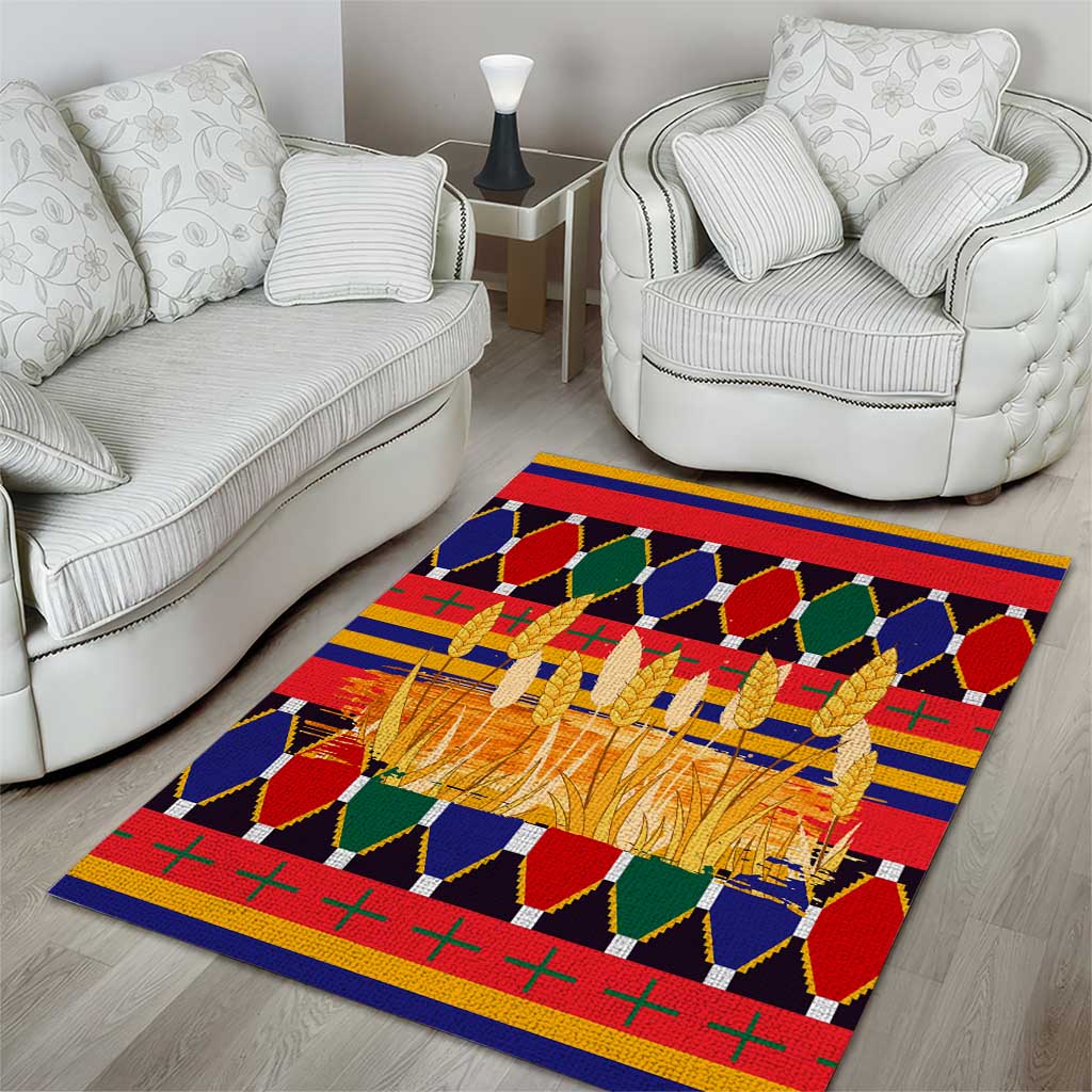 Burkina Faso Area Rug Kente Flag Red Green Blue Geometric TS04