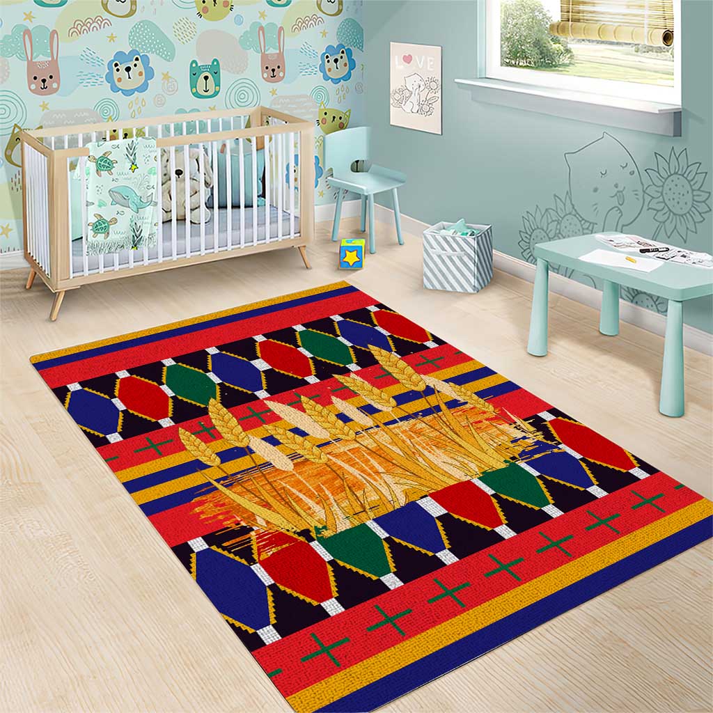 Burkina Faso Area Rug Kente Flag Red Green Blue Geometric TS04