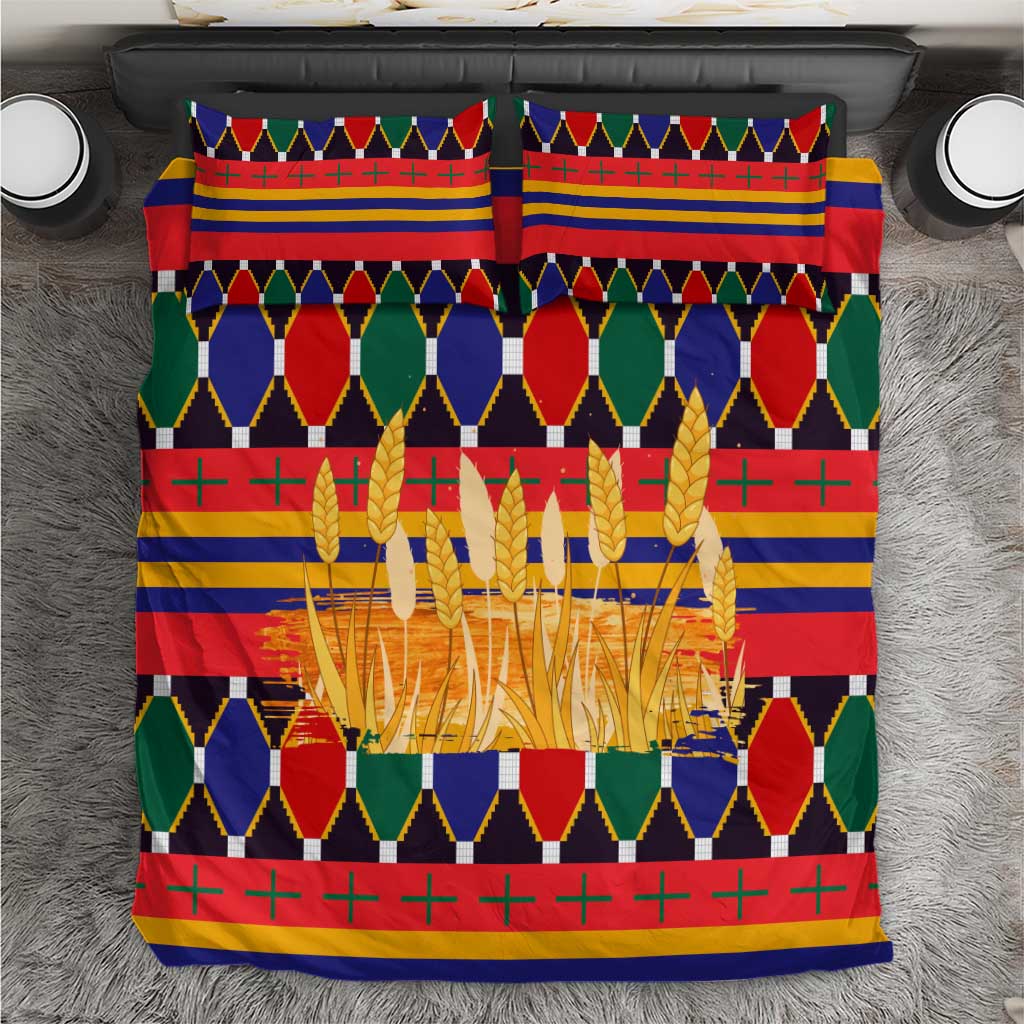 Burkina Faso Bedding Set Kente Flag Red Green Blue Geometric TS04