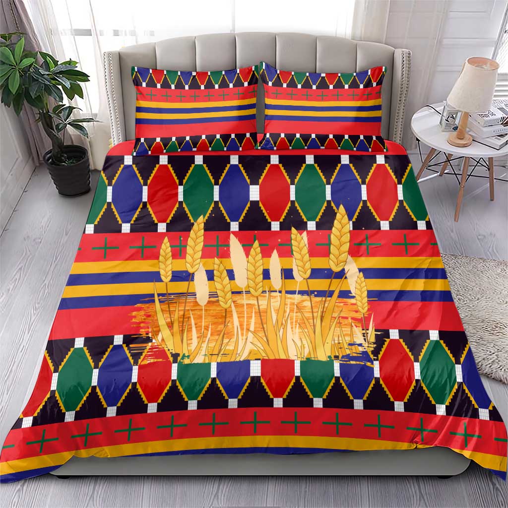 Burkina Faso Bedding Set Kente Flag Red Green Blue Geometric TS04