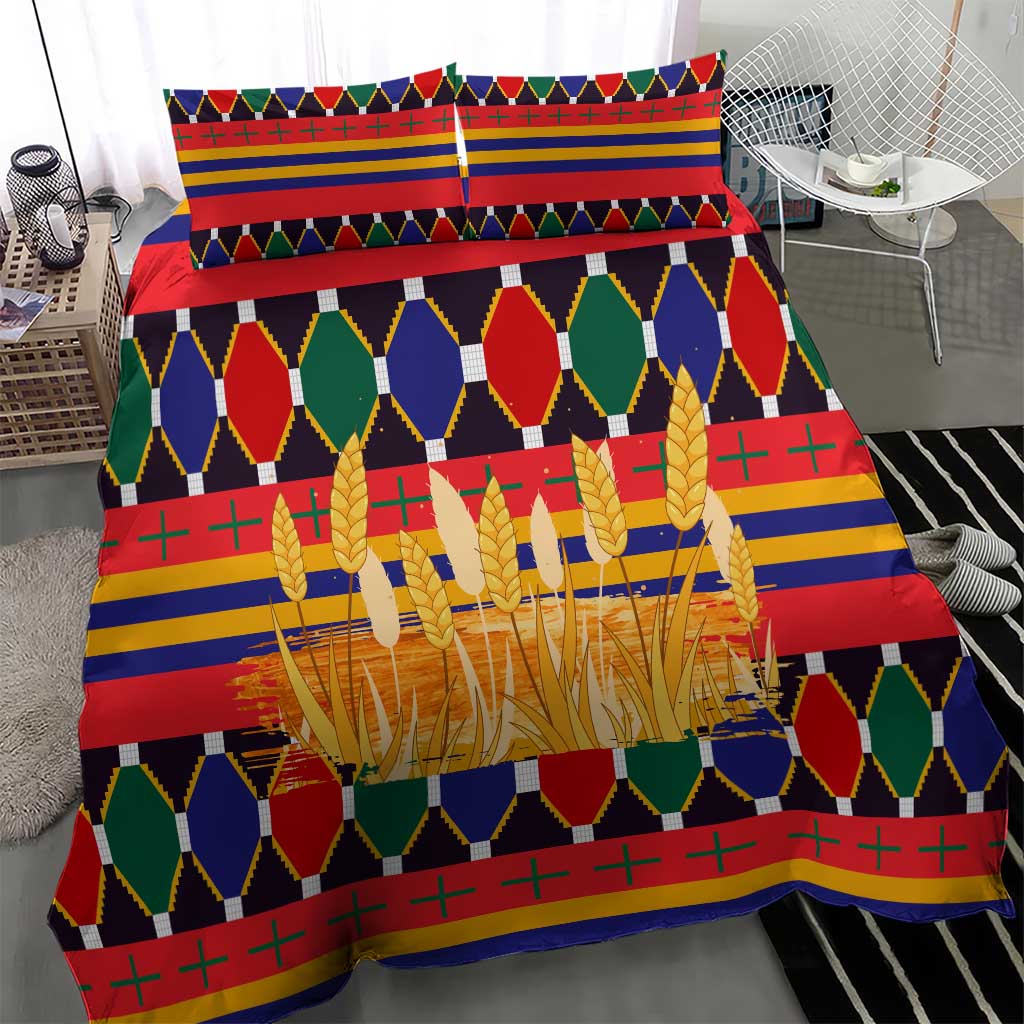 Burkina Faso Bedding Set Kente Flag Red Green Blue Geometric TS04