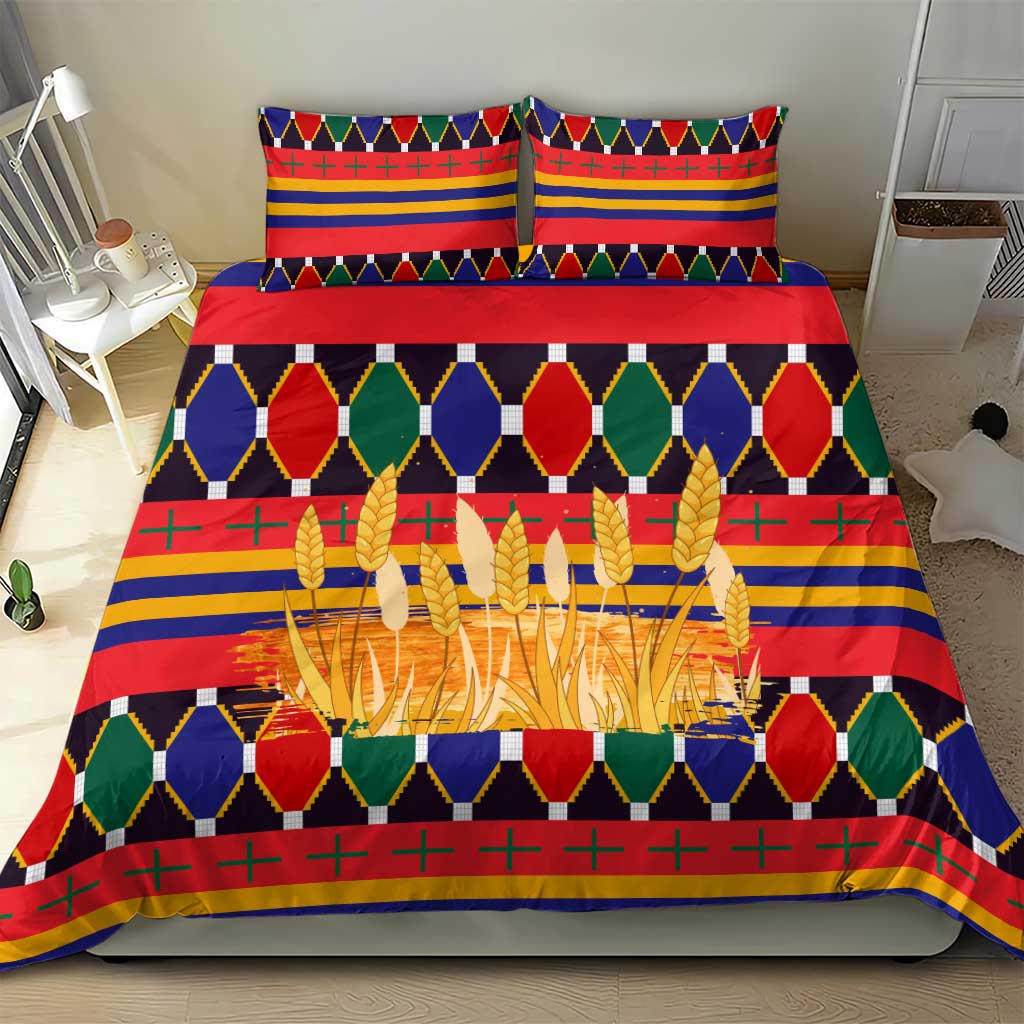 Burkina Faso Bedding Set Kente Flag Red Green Blue Geometric TS04