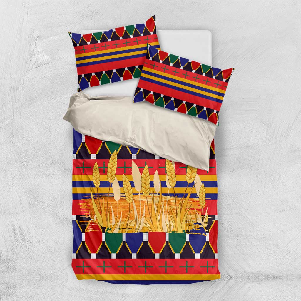 Burkina Faso Bedding Set Kente Flag Red Green Blue Geometric TS04