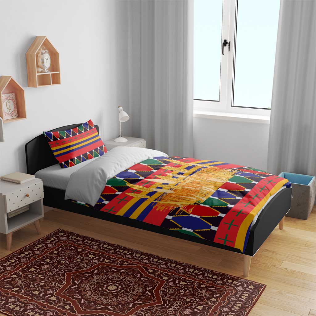 Burkina Faso Bedding Set Kente Flag Red Green Blue Geometric TS04