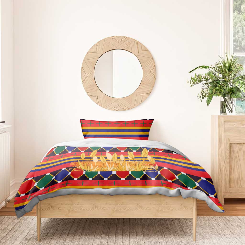 Burkina Faso Bedding Set Kente Flag Red Green Blue Geometric TS04