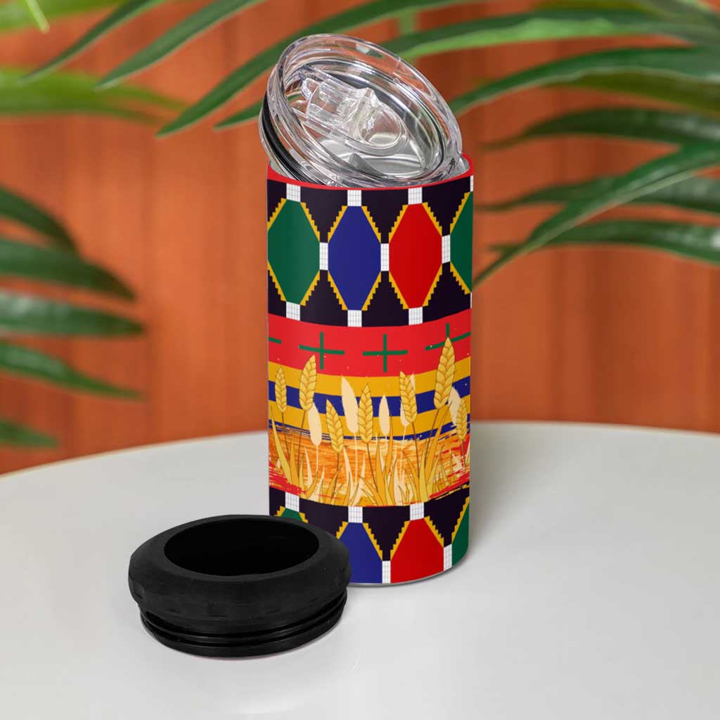 Burkina Faso 4 in 1 Can Cooler Tumbler Kente Flag Red Green Blue Geometric TS04