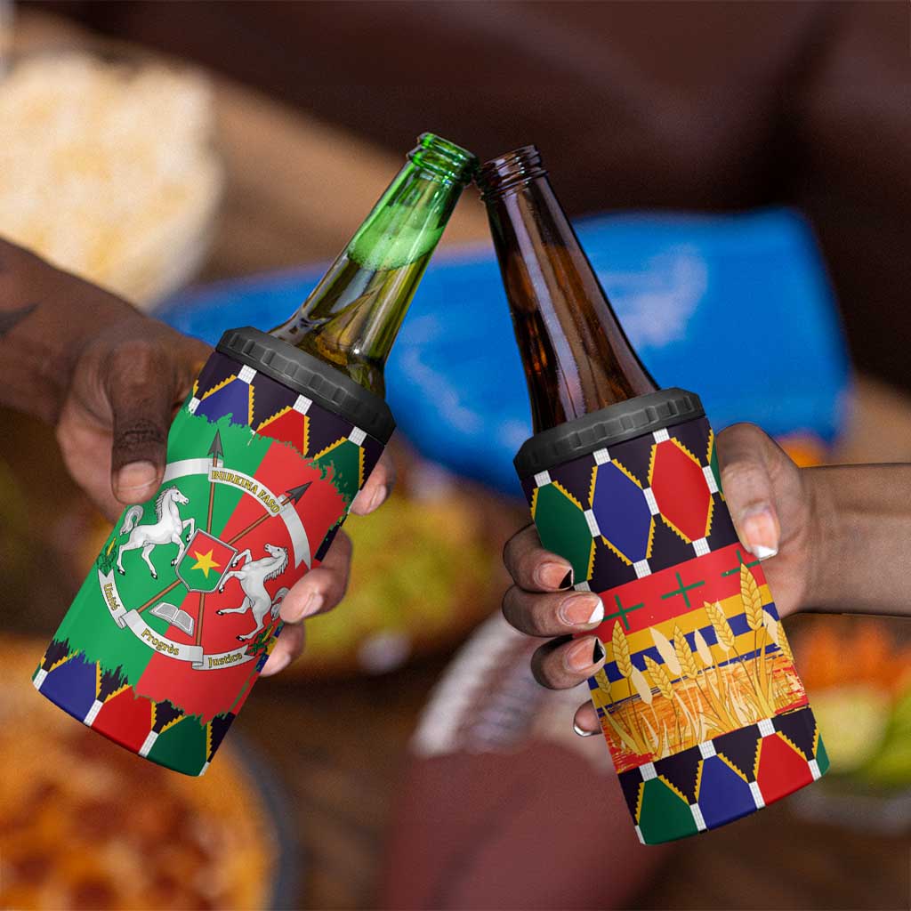 Burkina Faso 4 in 1 Can Cooler Tumbler Kente Flag Red Green Blue Geometric TS04