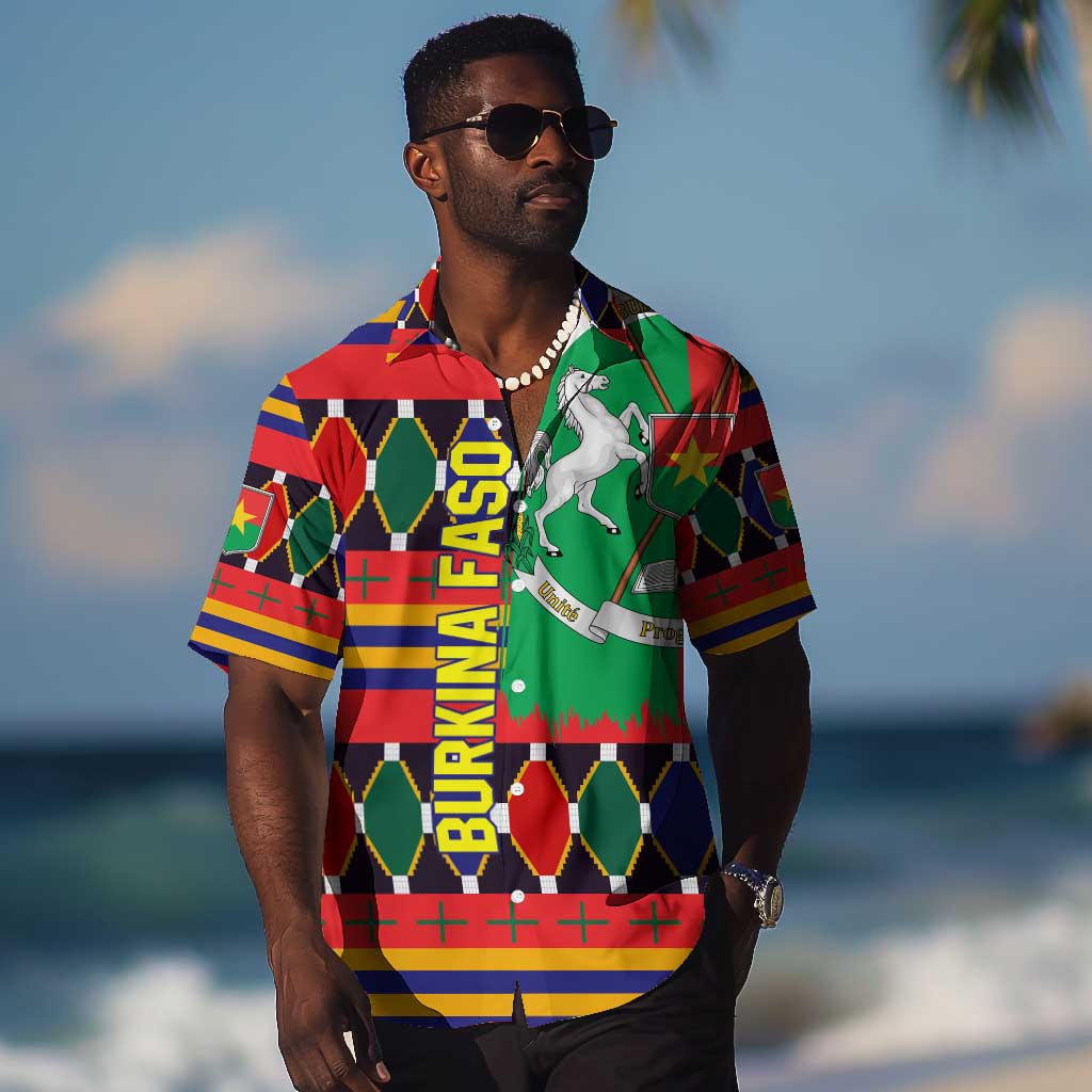Burkina Faso Hawaiian Shirt Kente Flag Red Green Blue Geometric TS04