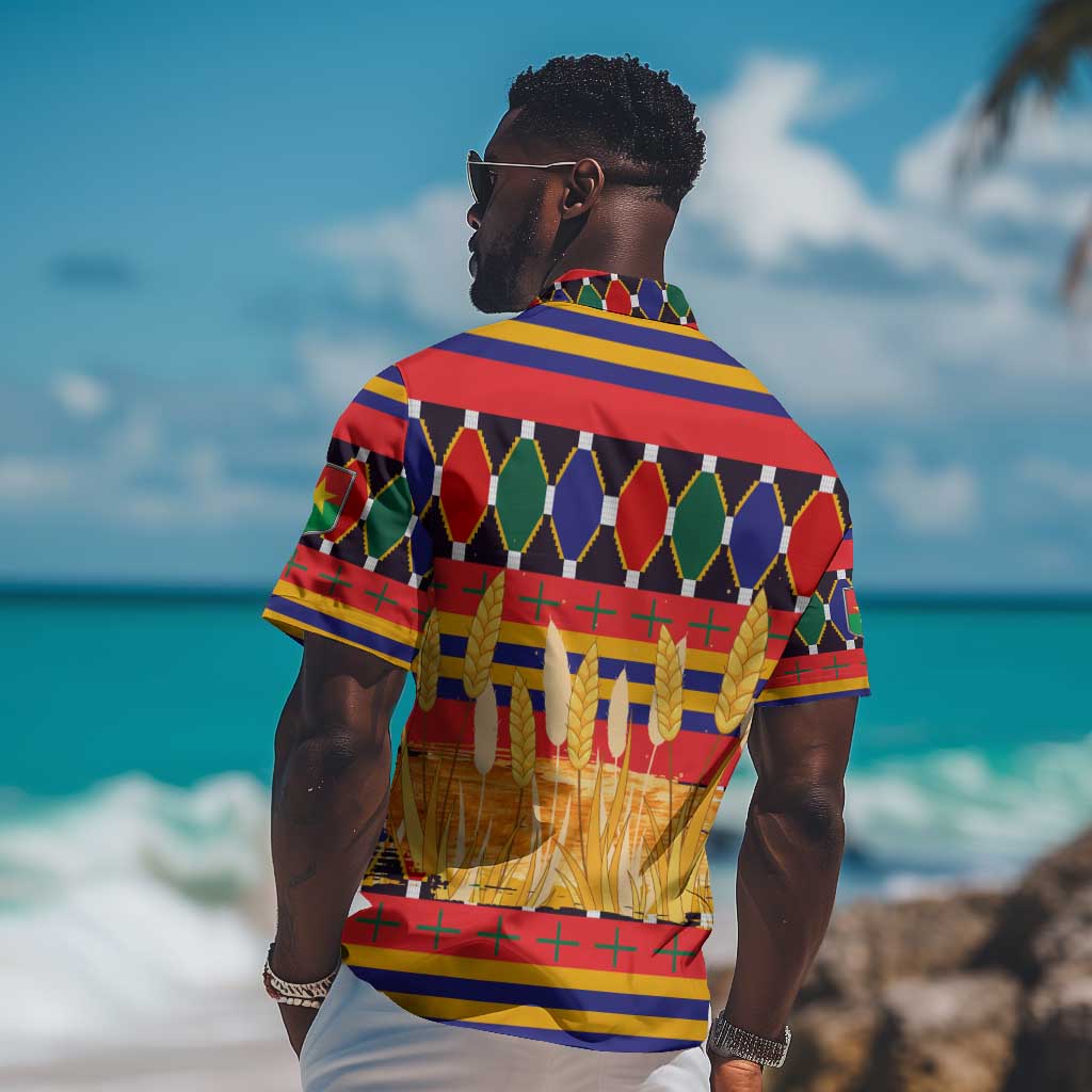 Burkina Faso Hawaiian Shirt Kente Flag Red Green Blue Geometric TS04