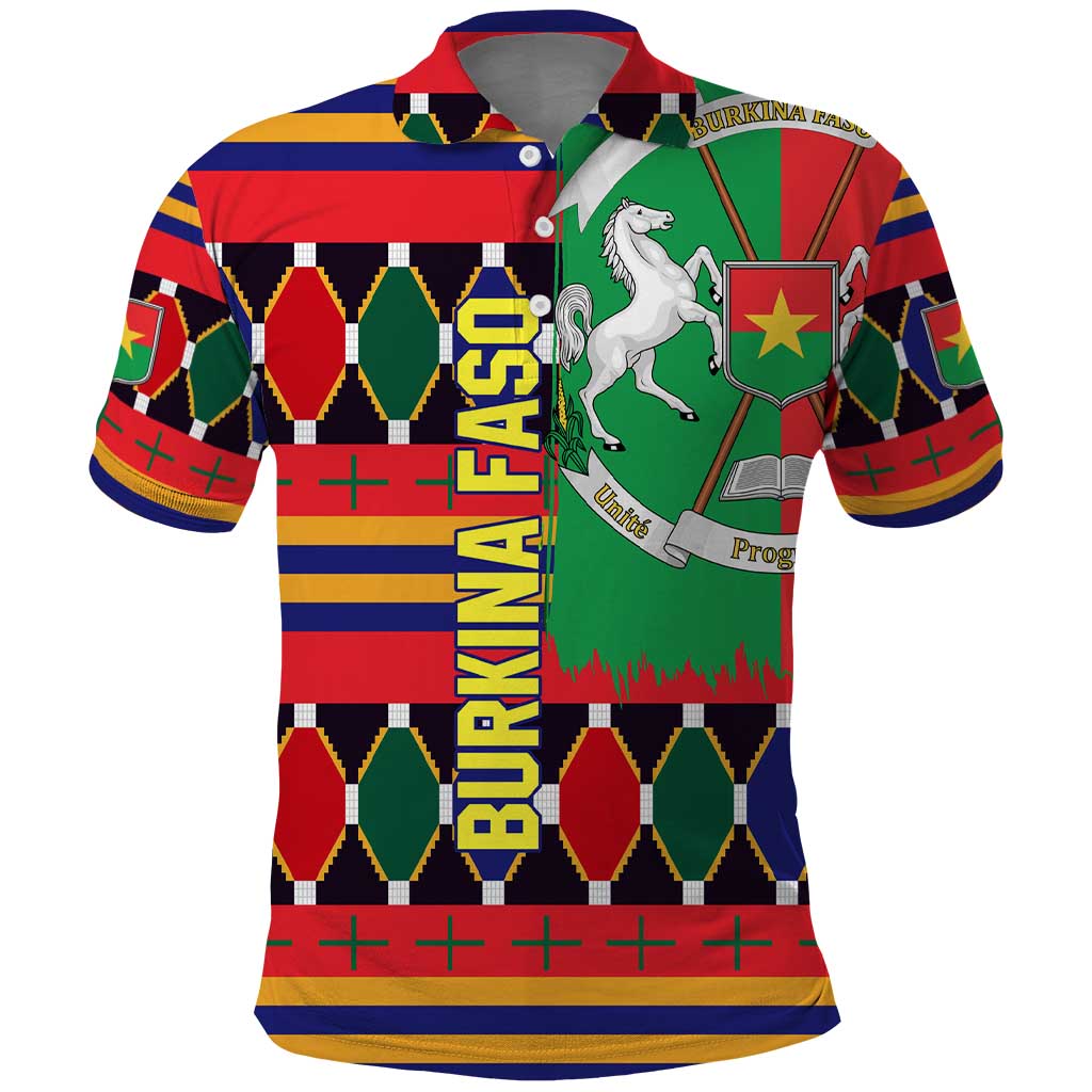 Burkina Faso Polo Shirt with Red Green Blue Geometric TS04