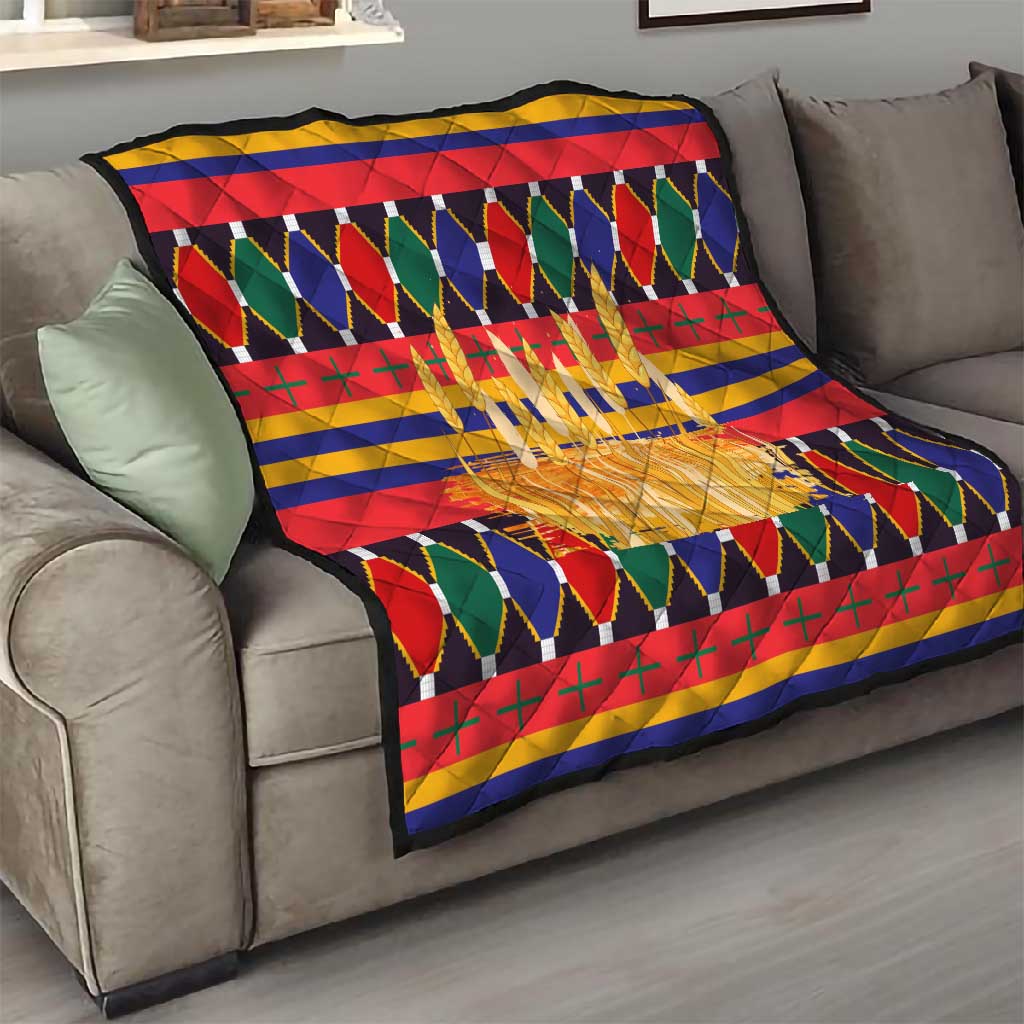 Burkina Faso Quilt Kente Flag Red Green Blue Geometric TS04