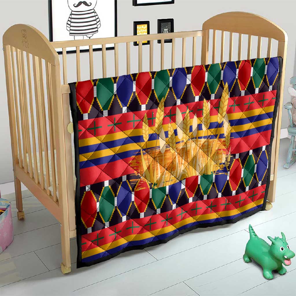 Burkina Faso Quilt Kente Flag Red Green Blue Geometric TS04