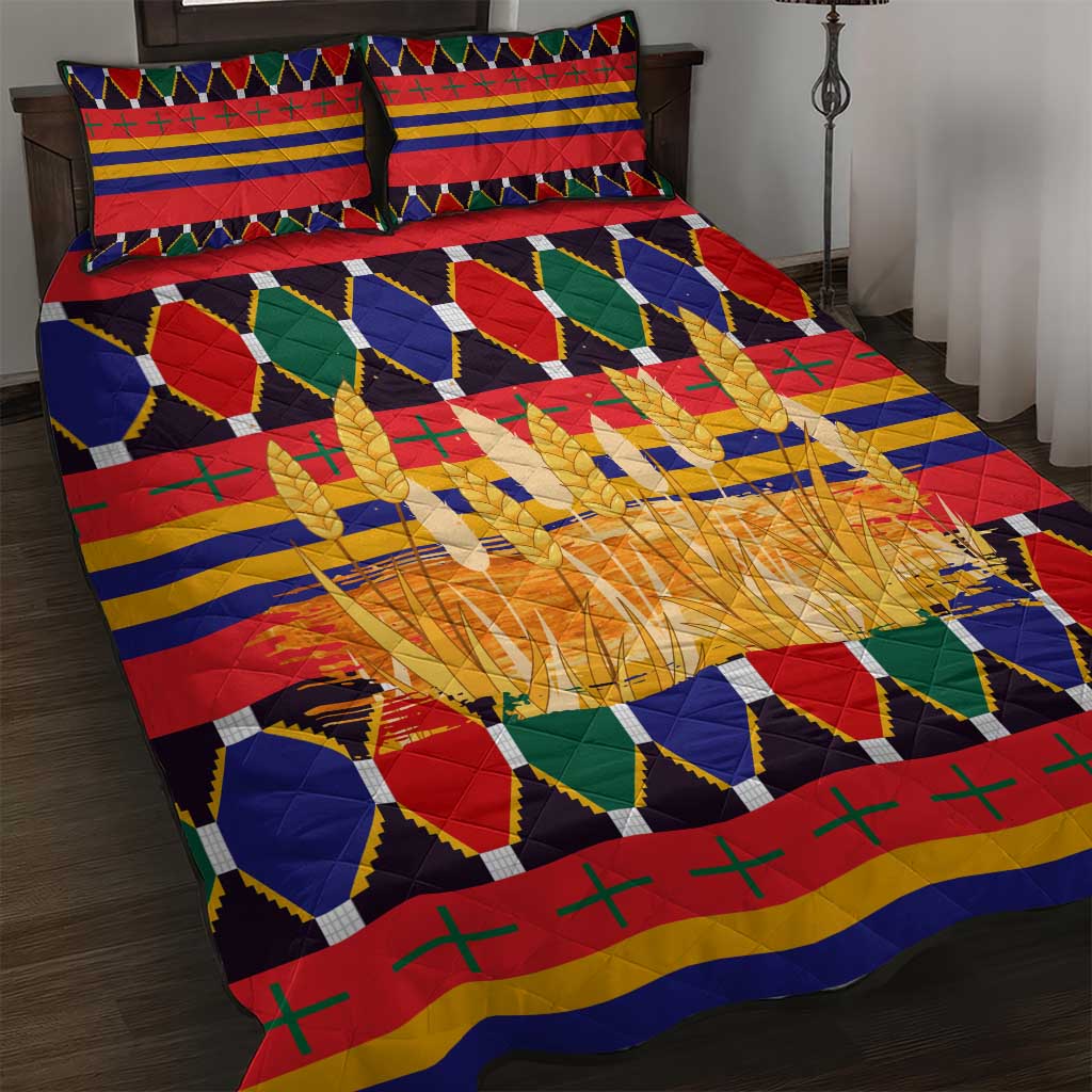 Burkina Faso Quilt Bed Set Kente Flag Red Green Blue Geometric TS04