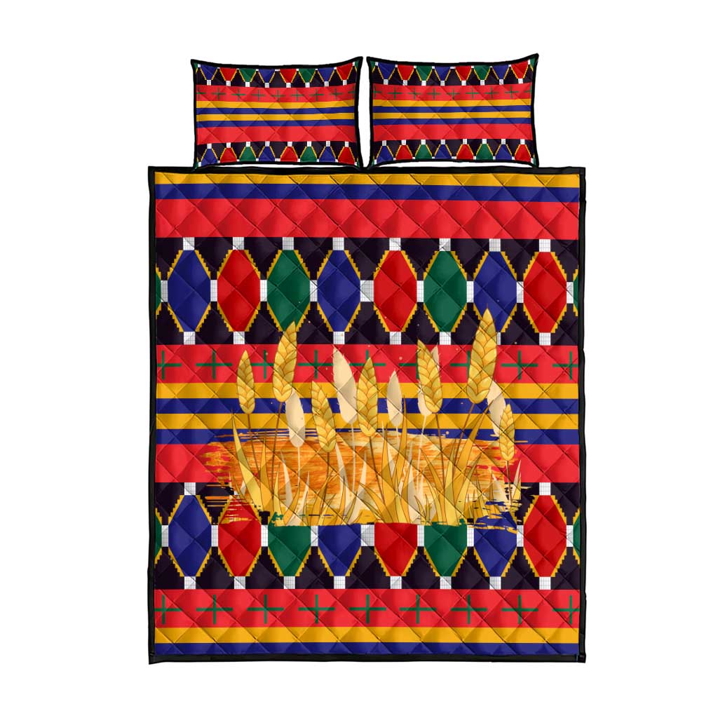 Burkina Faso Quilt Bed Set Kente Flag Red Green Blue Geometric TS04