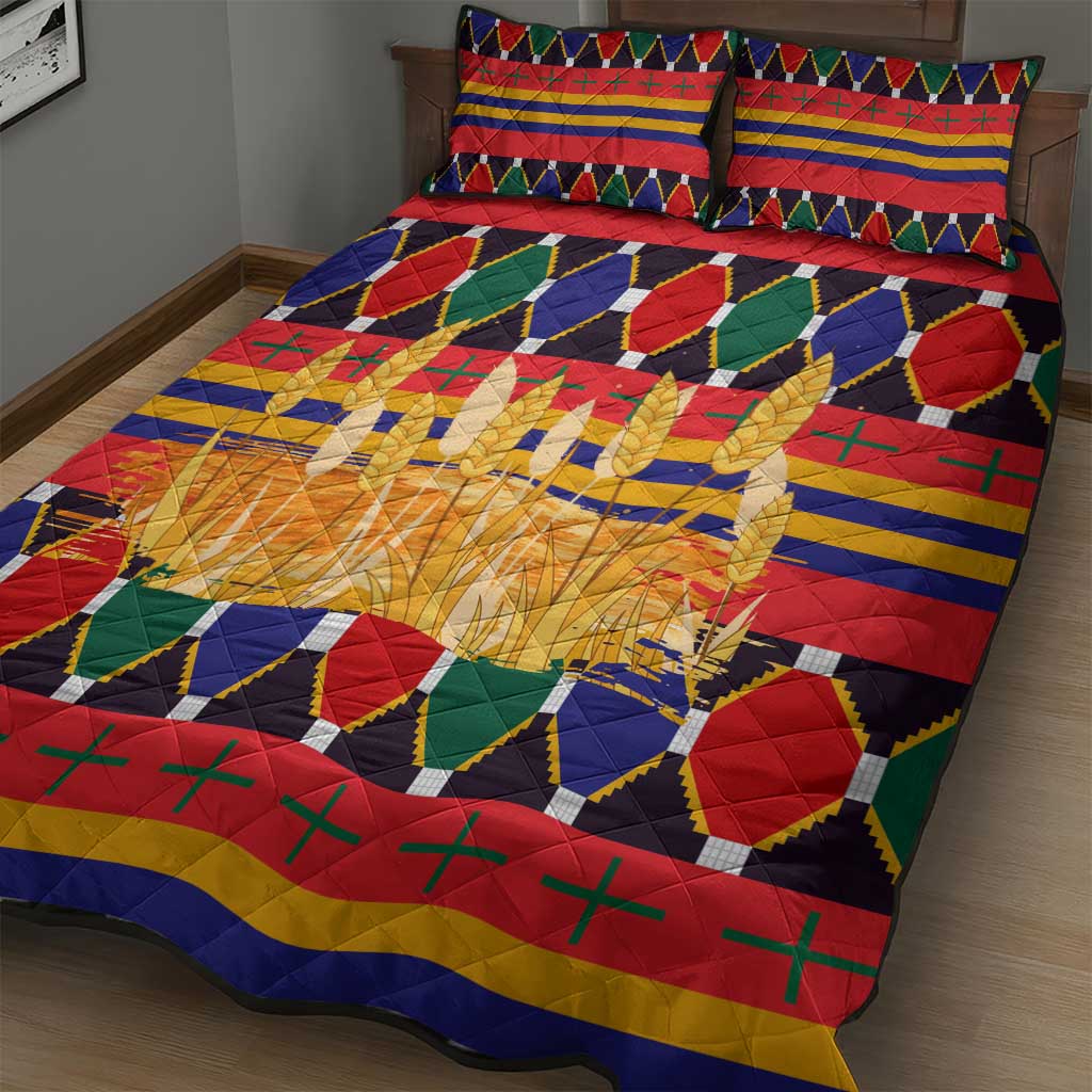 Burkina Faso Quilt Bed Set Kente Flag Red Green Blue Geometric TS04