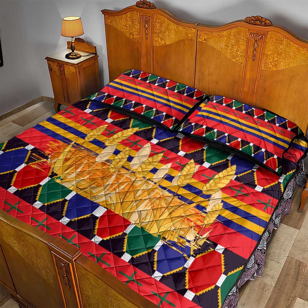 Burkina Faso Quilt Bed Set Kente Flag Red Green Blue Geometric TS04