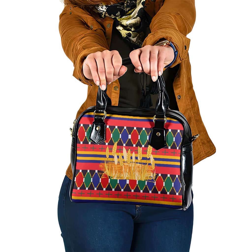 Burkina Faso Shoulder Handbag with Red Green Blue Geometric TS04