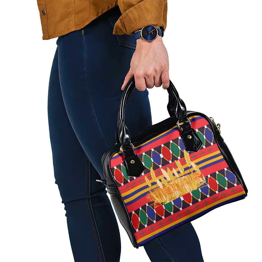 Burkina Faso Shoulder Handbag with Red Green Blue Geometric TS04