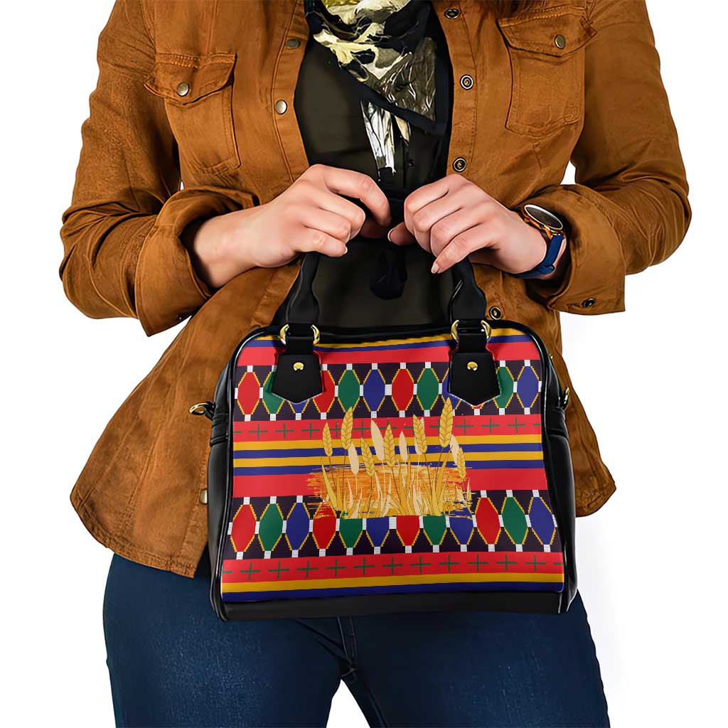 Burkina Faso Shoulder Handbag with Red Green Blue Geometric TS04
