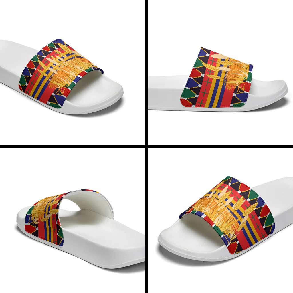 Burkina Faso Slide Sandals with Red Green Blue Geometric TS04