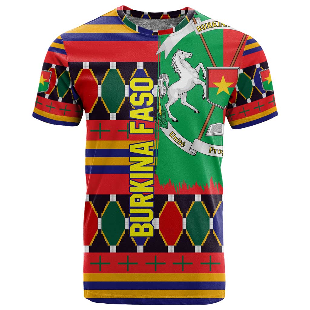 Burkina Faso T shirt Kente Flag Red Green Blue Geometric TS04