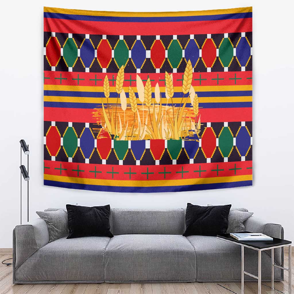 Burkina Faso Tapestry Kente Flag Red Green Blue Geometric TS04