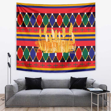 Burkina Faso Tapestry Kente Flag Red Green Blue Geometric TS04