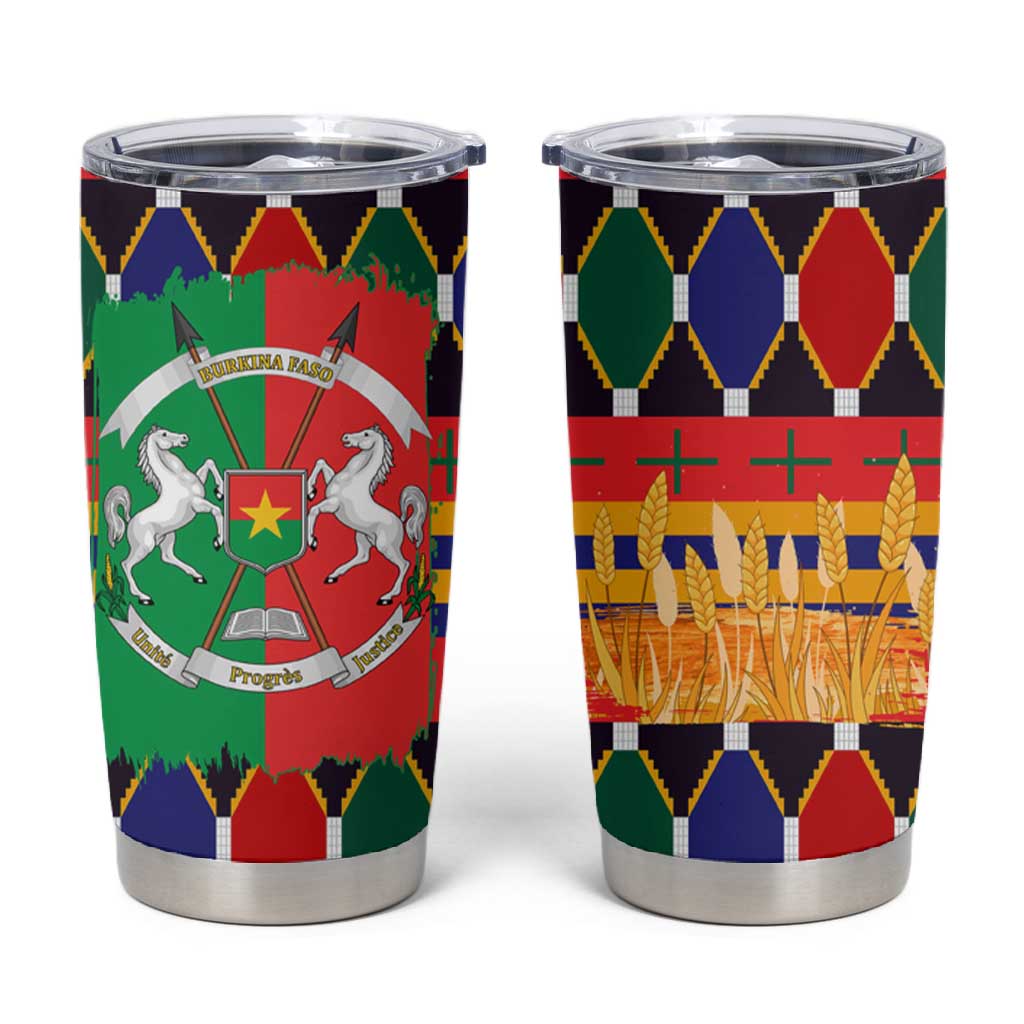 Burkina Faso Tumbler Cup Kente Flag Red Green Blue Geometric TS04