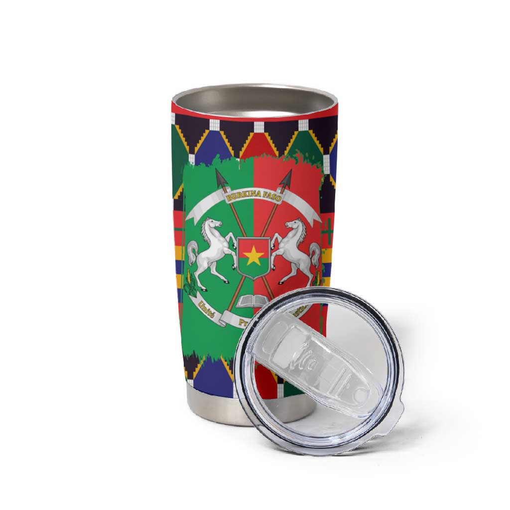 Burkina Faso Tumbler Cup Kente Flag Red Green Blue Geometric TS04