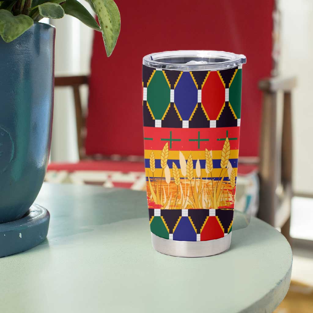 Burkina Faso Tumbler Cup Kente Flag Red Green Blue Geometric TS04