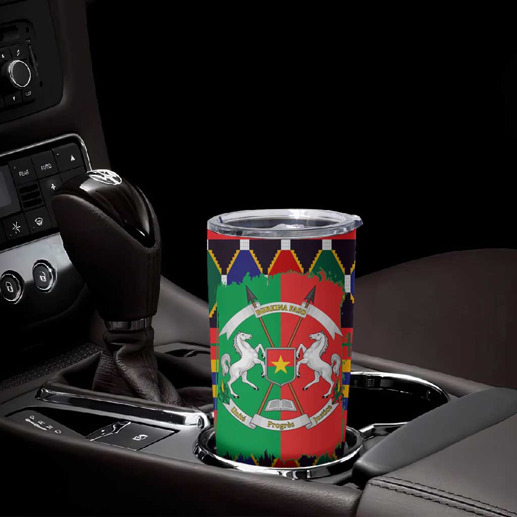 Burkina Faso Tumbler Cup Kente Flag Red Green Blue Geometric TS04