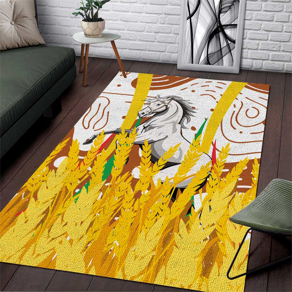 Burkina Faso Rising Horse Area Rug Golden Harvest and National Pride TS04