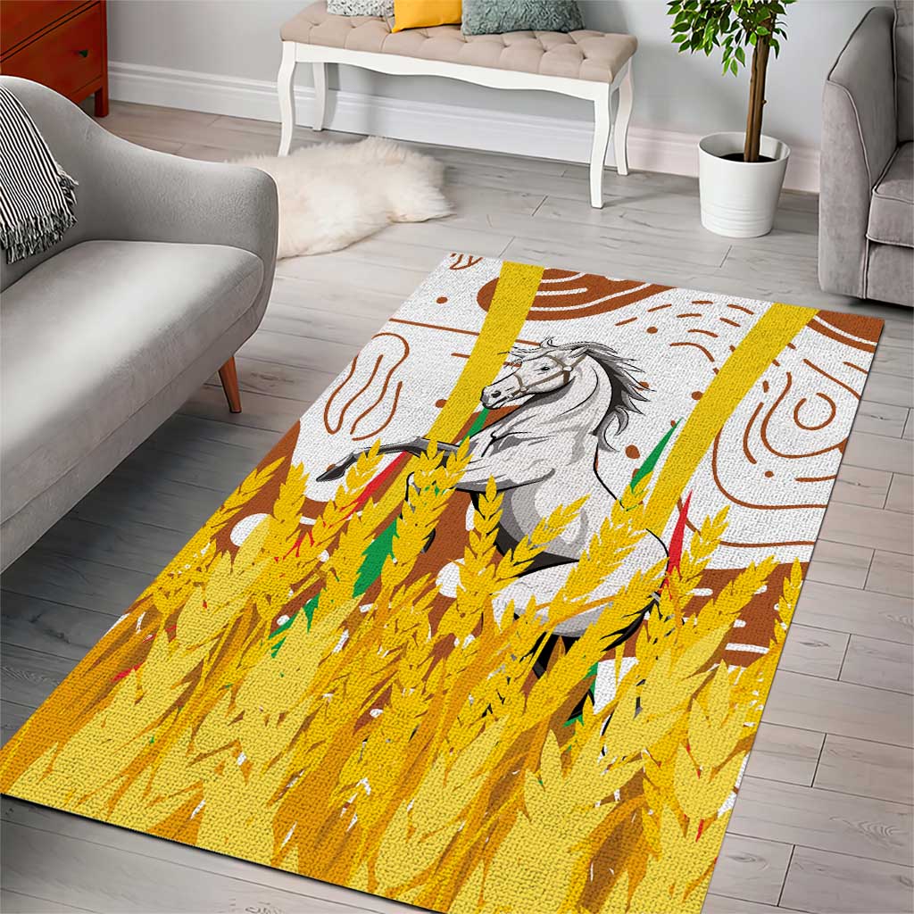 Burkina Faso Rising Horse Area Rug Golden Harvest and National Pride TS04