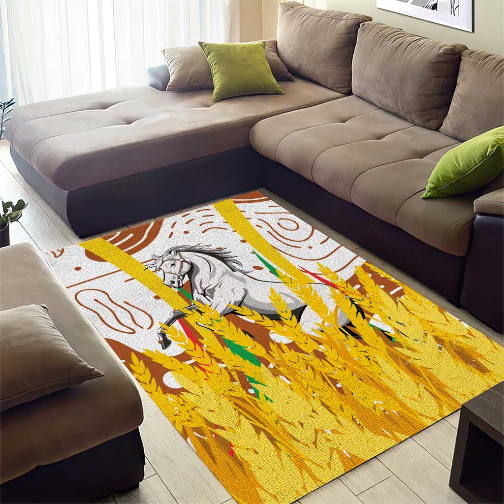 Burkina Faso Rising Horse Area Rug Golden Harvest and National Pride TS04