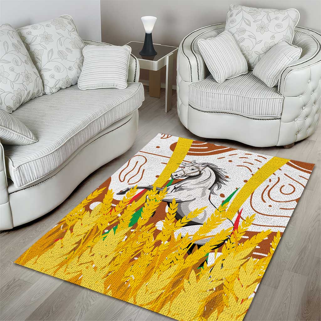 Burkina Faso Rising Horse Area Rug Golden Harvest and National Pride TS04