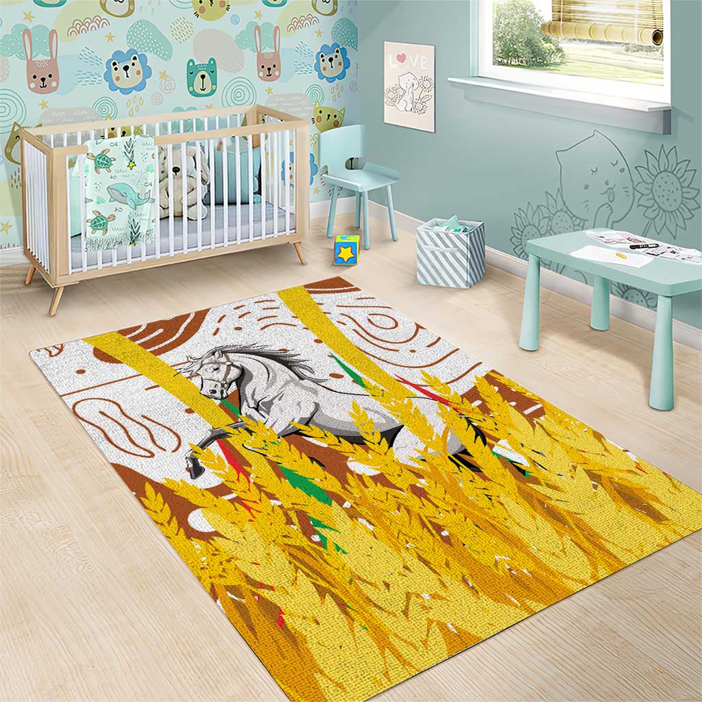 Burkina Faso Rising Horse Area Rug Golden Harvest and National Pride TS04