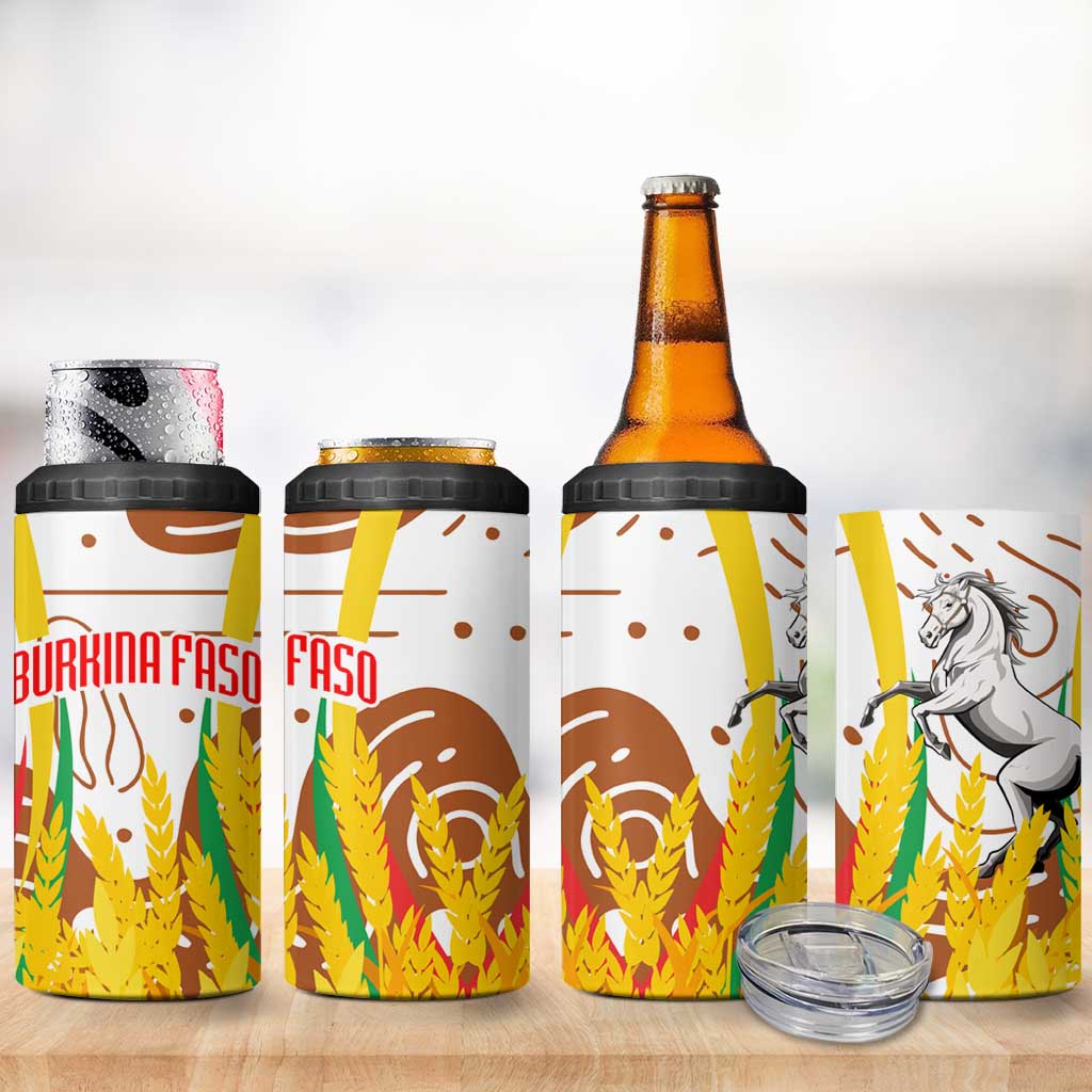Burkina Faso Rising Horse 4 in 1 Can Cooler Tumbler Golden Harvest and National Pride TS04