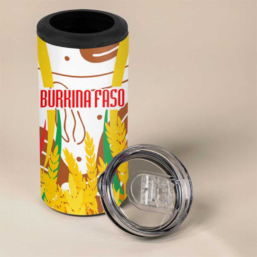 Burkina Faso Rising Horse 4 in 1 Can Cooler Tumbler Golden Harvest and National Pride TS04
