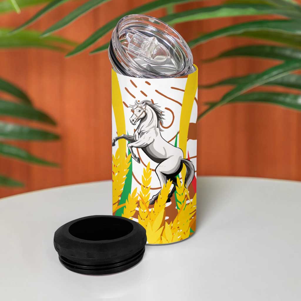 Burkina Faso Rising Horse 4 in 1 Can Cooler Tumbler Golden Harvest and National Pride TS04