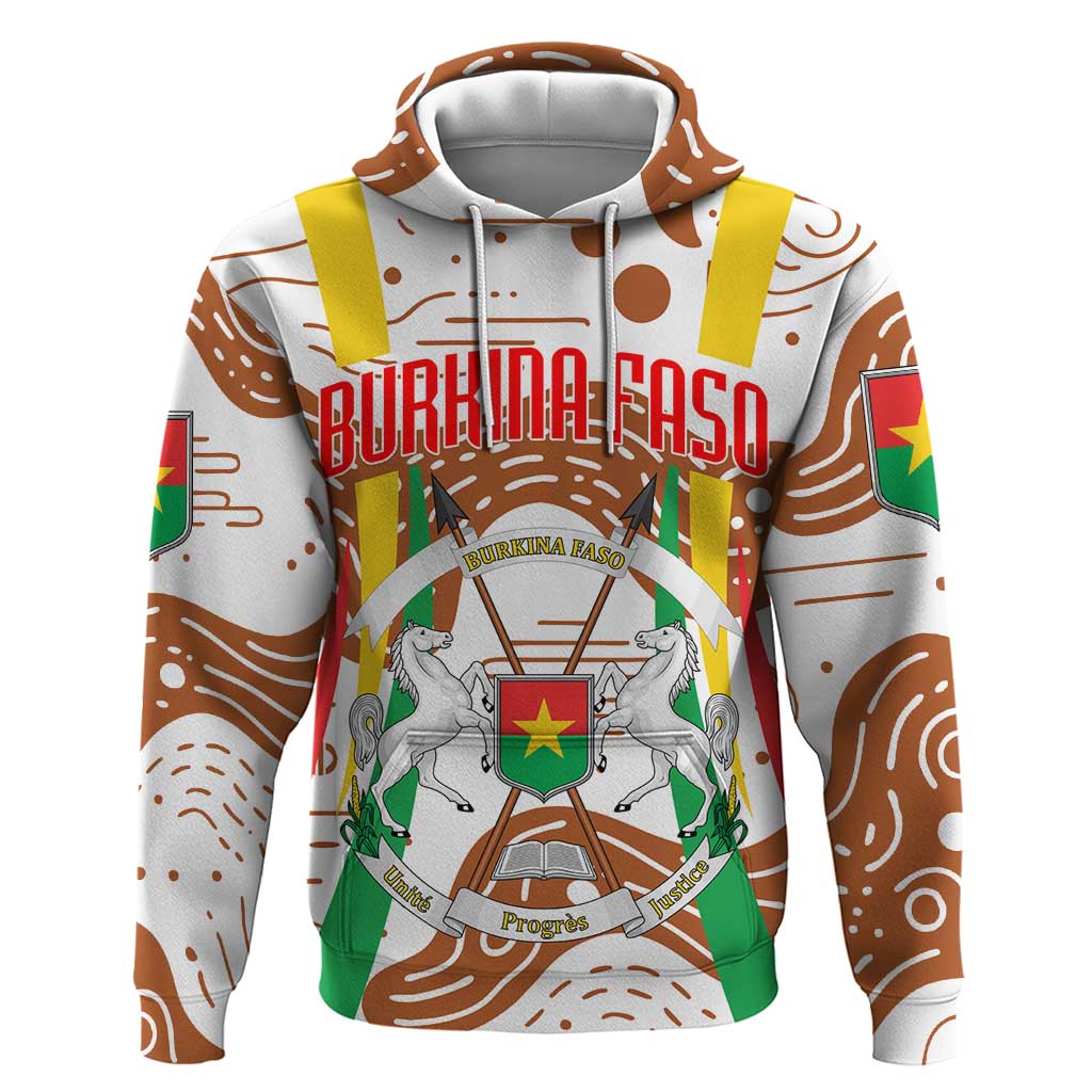 Burkina Faso Hoodie with Brown White Yellow Abstract Design TS04
