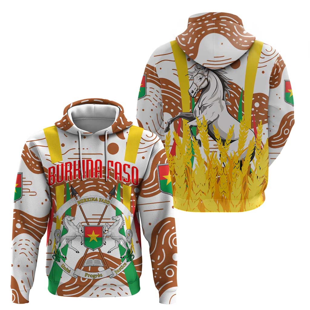 Burkina Faso Hoodie with Brown White Yellow Abstract Design TS04